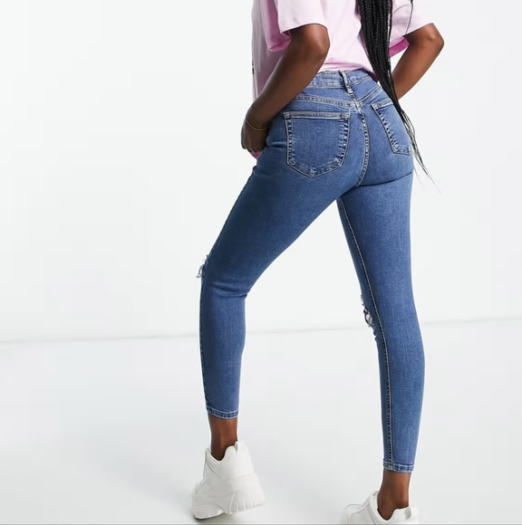 Topshop Jamie Ripped Knees Medium Wash Jeans Size 30 x 32 - Picture 3 of 12